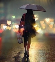 一个人行走在都市~撑伞女孩