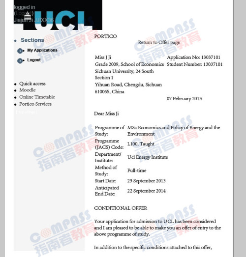 伦敦大学学院能源环境经济与政策理学硕士offer