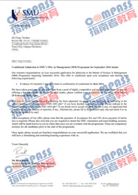 新加坡管理大学管理学硕士offer一枚（2016-03-01）