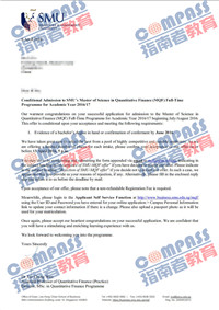 新加坡管理大学数量金融硕士offer一枚（2016-05-09）