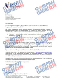 新加坡管理大学数量金融硕士offer一枚（2016-03-18）