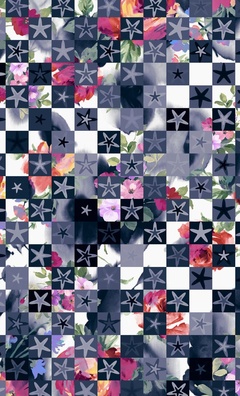 413021-几何五角星格子花卉