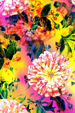 566808-1601 WL001a 数码时尚大花真叶