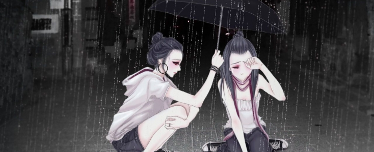 遮风挡雨~撑伞女孩动漫美图